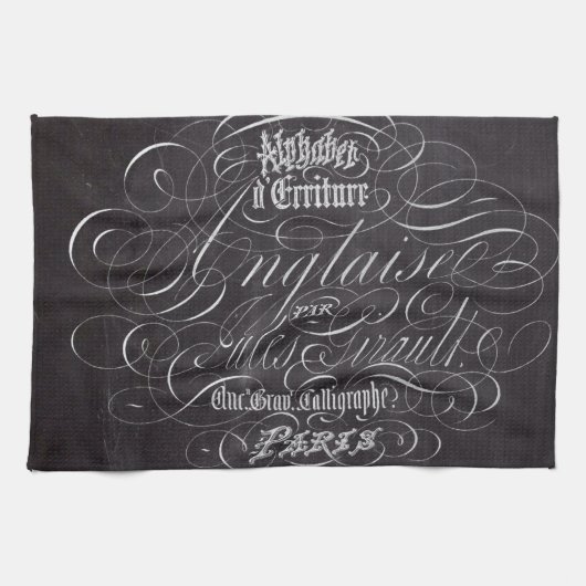 Franse scripts in het Parijse landkarton Theedoek (Horizontaal)