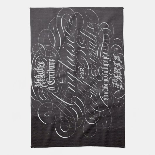 Franse scripts in het Parijse landkarton Theedoek (Verticaal)