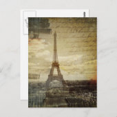 franse scripts Modern  Paris Eiffel Tower Briefkaart (Voorkant / Achterkant)