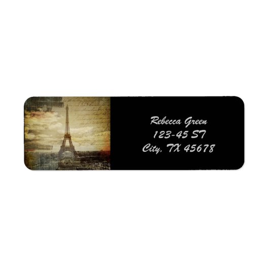 Franse scripts Modern Paris Eiffel Tower Etiket (Voorkant)