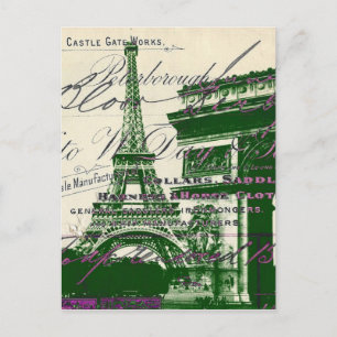 Franse scripts Paris eiffel toren boog van triomf Briefkaart