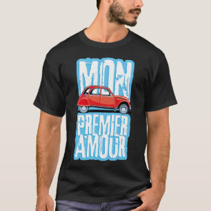 Franse sektewagen Duck 2cv-huisdier zwarte labrado T-shirt
