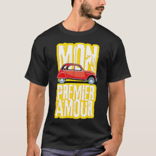 Franse sektewagen Duck 2cv red en pet ras T-shirt