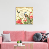 Franse Shabby Chic Peacock Canvas Afdruk (Insitu (Woonkamer))