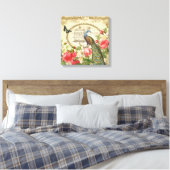 Franse Shabby Chic Peacock Canvas Afdruk (Insitu (Slaapkamer))