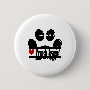 Franse Spaniel Hond Poot Print Ronde Button 5,7 Cm