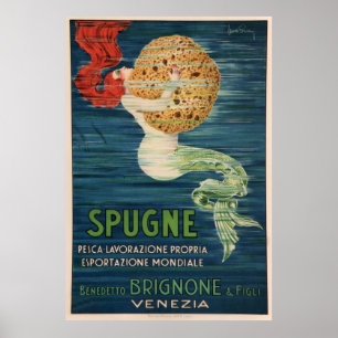 Franse Sponge Advertisement Mermaid Poster