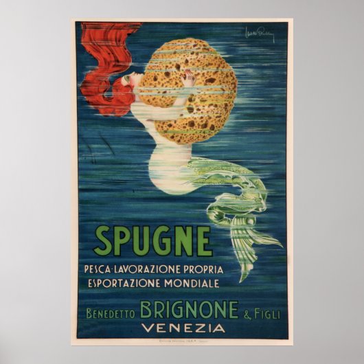 Franse Sponge Advertisement Mermaid Poster (Voorkant)