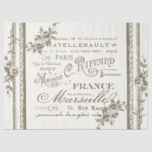 Franse stad Names Floral Roos Border  Craft Tissuepapier