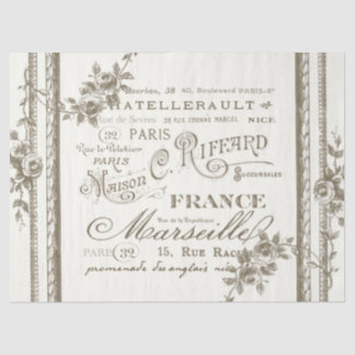 Franse stad Names Floral Roos Border  Craft Tissuepapier