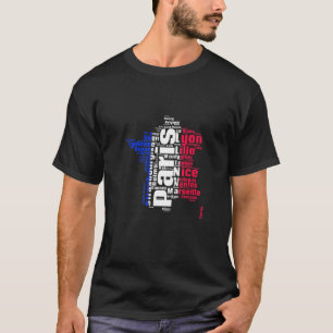 Franse steden Frankrijk Liefde Vlag Kaart T-shirt