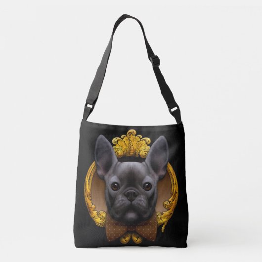 Franse stierenhondschildering, blauw crossbody tas (Achterkant)