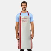 Franse stijlstreep - rood | Off White Name Schort (Gedragen)