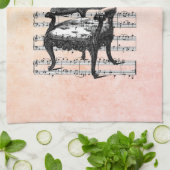 Franse stoel en blad muziek Theedoek (Gevouwen)