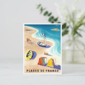 Franse stranden Briefkaart voor oldtimers (Staand voorkant)