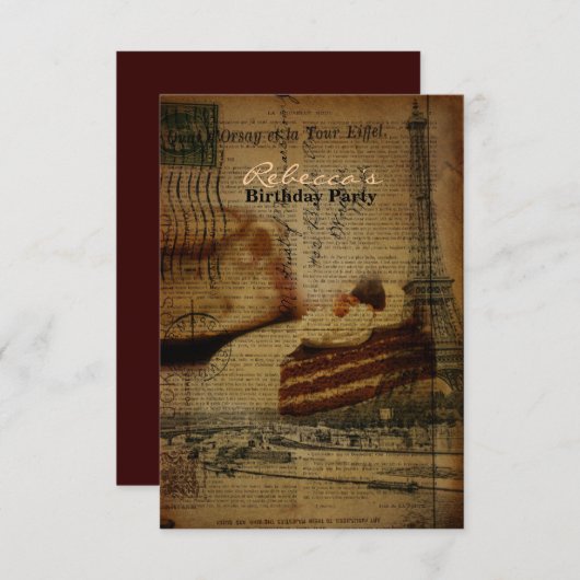 franse taart paris eiffel tower - verjaardag kaart (Voorkant / Achterkant)