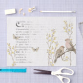 Franse tekst Redpoll Vogel Geel Bloem Decoupage Tissuepapier (Craft)