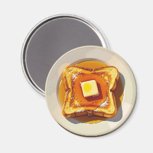 Franse toast, boter en siroop ontbijt magneet