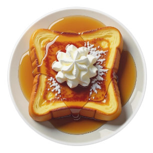 Franse toast, siroop en slagroom keramische knop