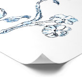 Franse Toile Blauwe & witte Bruiloft Welcome Poster (Hoek)