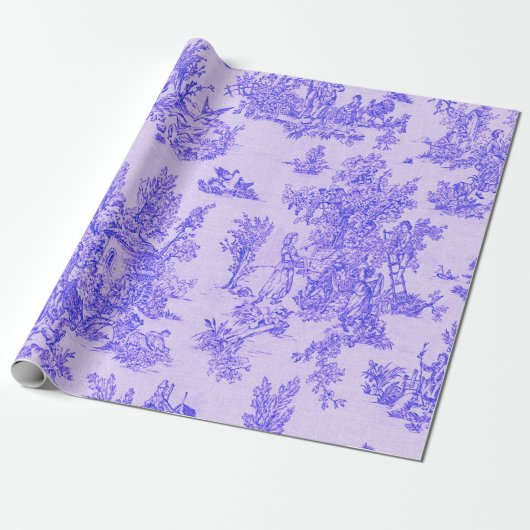 Franse toile de jouy blauw en wit decoupage cadeaupapier (Uitgerold)
