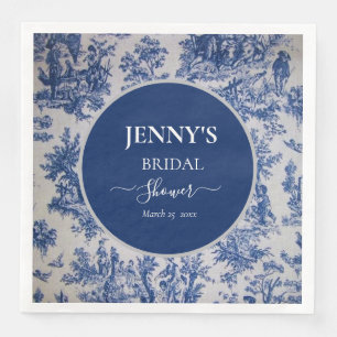 Franse Toile de Jouy Blauw-wit Vrijgezellenfeest Servet
