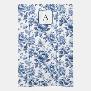  Franse Toile de Jouy Monogram Marine Blauw Theedoek