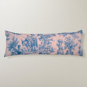 Franse toile de jouy roze en blauwe elegant lichaamskussen