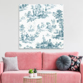 Franse toile de jouy sage groen elegant canvas afdruk (Insitu (Woonkamer))