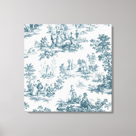 Franse toile de jouy sage groen elegant canvas afdruk (Voorkant)