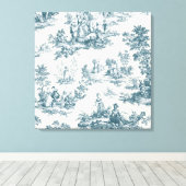 Franse toile de jouy sage groen elegant canvas afdruk (Insitu (Houten vloer))