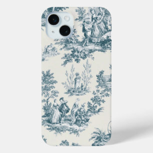 Franse toile de jouy sage groen elegant iPhone 15 mini hoesje