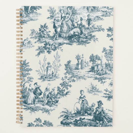 Franse toile de jouy sage groen elegant planner (Voorkant)