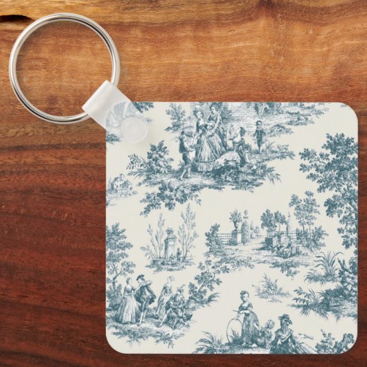 Franse toile de jouy sage groen elegant sleutelhanger (Voorkant)