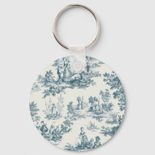 Franse toile de jouy sage groen elegant sleutelhanger