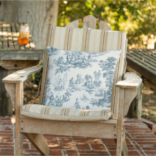 Franse toile de jouy sage groene elegante patio buitenkussen