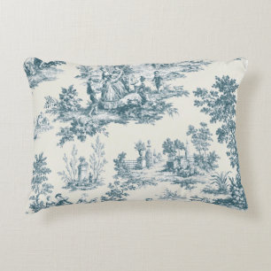 Franse toile de jouy salie groene elegante accent kussen