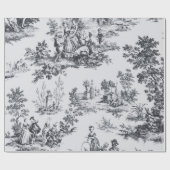Franse toile de jouy zwart-wit decoupage cadeaupapier (Vlak)
