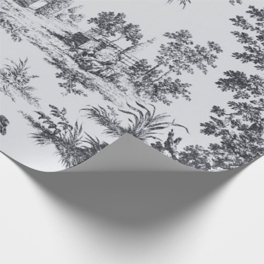 Franse toile de jouy zwart-wit decoupage cadeaupapier (Hoek)