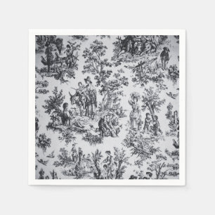 Franse toile de jouy zwart wit elegante decoupage servet