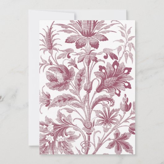 Franse Toile Dusty Roos Floral Wedding Bedankkaart (Achterkant)