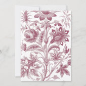 Franse Toile Dusty Roos Floral Wedding Kaart (Achterkant)