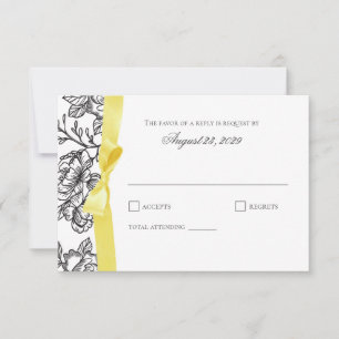 Franse Toile en Yellow Bow Reactie RSVP Kaartje