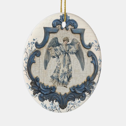Franse Toile Nativity | kerstengel Keramisch Ornament (Rechts)