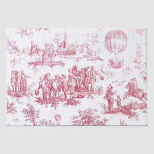 Franse Toile Rode Decoupage Hete Luchtballon Mense Tissuepapier