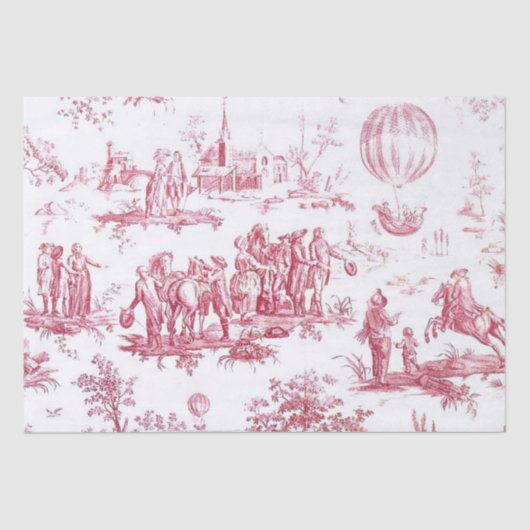 Franse Toile Rode Decoupage Hete Luchtballon Mense Tissuepapier (Voorkant)