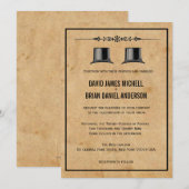 Franse top-hat Gay Wedding Invites Kaart (Voorkant / Achterkant)