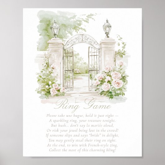 Franse Tuin Chateau Pastel Ring Game Bruids Poster (Voorkant)