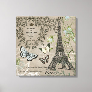 Franse tuin Eiffeltoren stretchedcanvas Canvas Afdruk