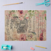  Franse tuin Ephemera Pink Floral Tissuepapier (Craft)